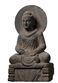 2nd century Gandhara bluestone seated Buddha