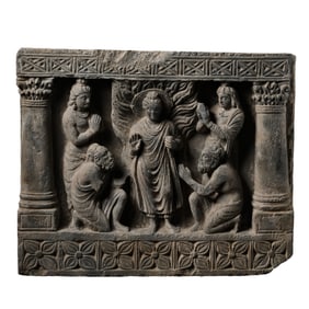 2nd century Gandhara bluestone Buddha tablet