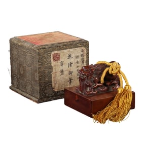 A sandalwood dragon seal from the Qianlong period of the Qing Dynasty, China