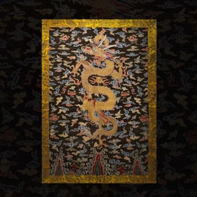 Chinese Qing Dynasty brocade with dragon pattern
