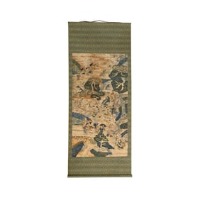 Chinese Qing Dynasty kesi silk painting of immortals celebrating birthday