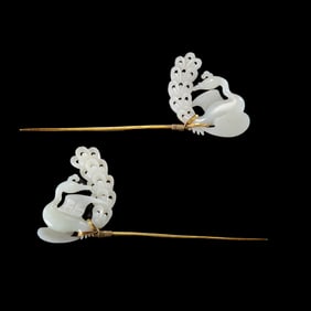 pair of Hetian white jade phoenix hairpins from the Liao Dynasty, China