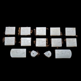 Chinese Liao Dynasty Hetian white jade belt plate