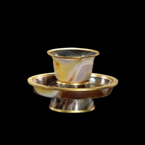 A set of Chinese Liao Dynasty agate-wrapped calendula holders