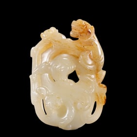 Chinese Han Dynasty Jade Pendant with Auspicious Beast Pattern