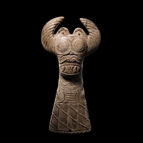 Chicken bone and white jade bull-head statue from the Hongshan period of the Neolithic Age in China