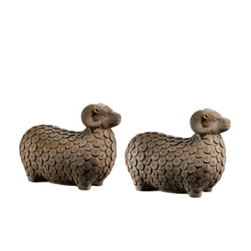 A pair of Chinese Tang Dynasty bluestone sheep vases