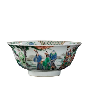 Chinese Qing Dynasty Five-color Figure Story Pattern Bowl
