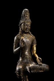 Gilt-bronze seated Buddha statue from the Dali Kingdom of China, 10th century