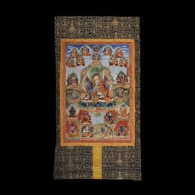 Chinese Buddhist thangka from the Kangxi period of the Qing Dynasty