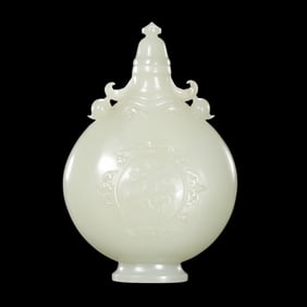 Chinese Qing Dynasty Hetian white jade covered vase