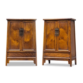A pair of Chinese Qing Dynasty Huanghuali wood cabinets