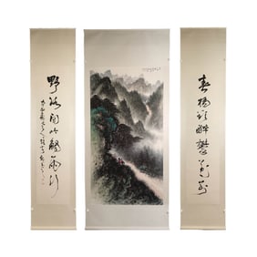 A group of Li Xiongcai's landscape paintings
