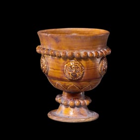 Chinese Sui Dynasty yellow glaze high-footed cup