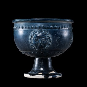 Chinese Sui Dynasty blue glaze high-footed cup