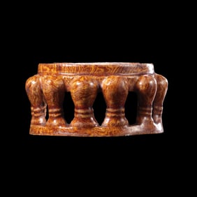 Yellow glaze coiled pottery Biyong inkstone, Tang Dynasty, China