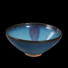Chinese Jin Dynasty Jun kiln sky blue glaze hanging red bowl