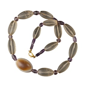 Ancient Agate and Amethyst Necklace