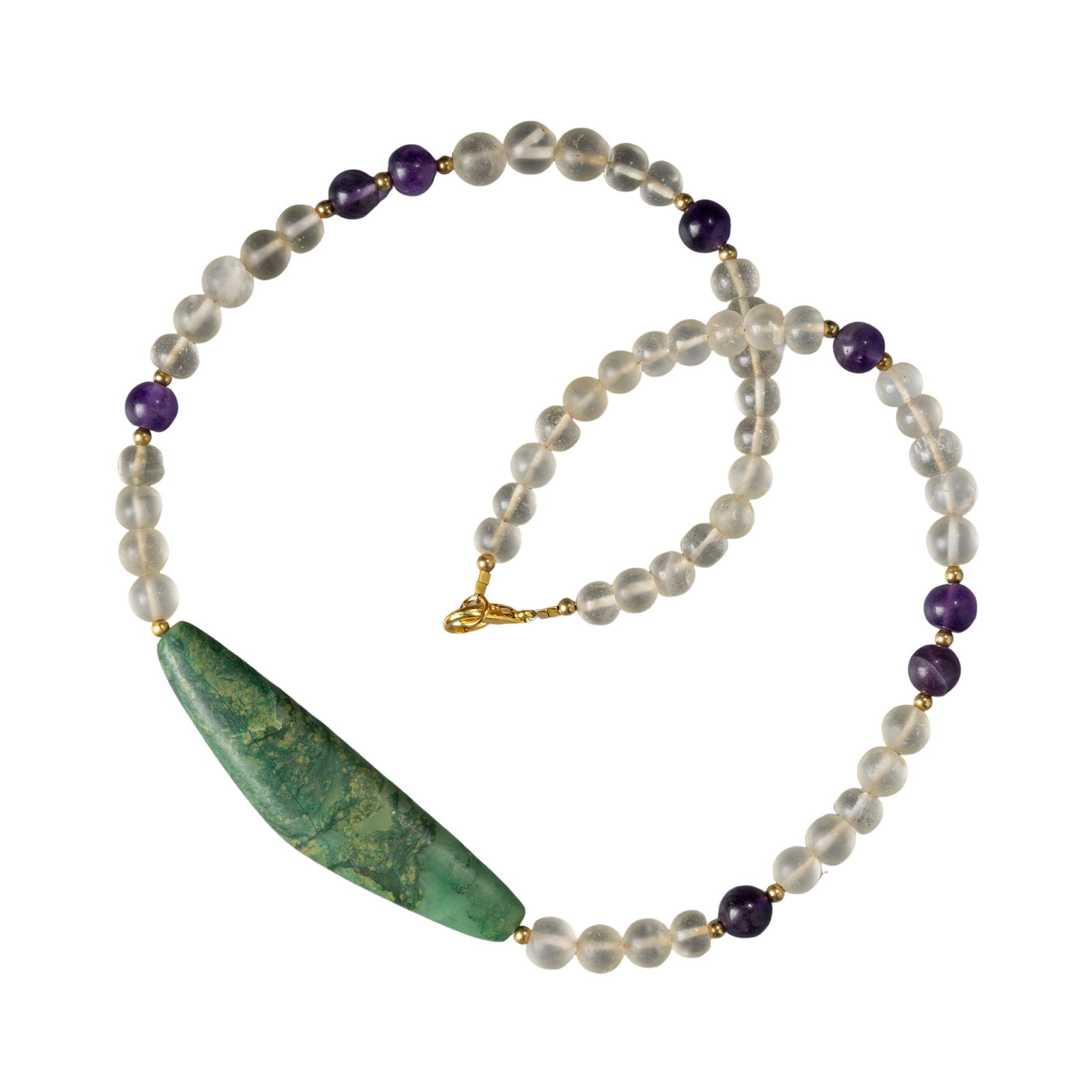 Ancient Turquoise, Amethyst, and Rock Crystal Necklace (1 of 3)