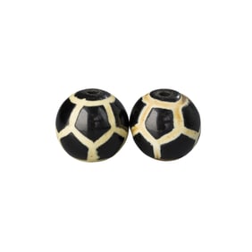 Pair of Geometric Agate Beads