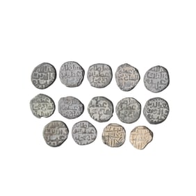 Set of Fourteen Medieval Silver Coins from the Indian Subcontinent