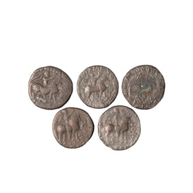 Set of Five Kushan Empire Copper Coins