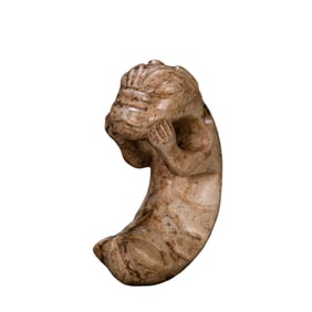 Neolithic Period – Hongshan Culture Chicken-bone White Jade Silkworm-shaped Deity Figure