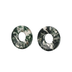 Pair of Moss Agate Bi Discs, Warring States Period