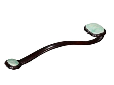 Jade-Inlaid Wooden Ruyi Scepter