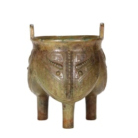 Shang Dynasty – Bronze Ritual Ding with Taotie Mask
