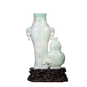 Jadeite Double Vase Ornament, Qing Dynasty