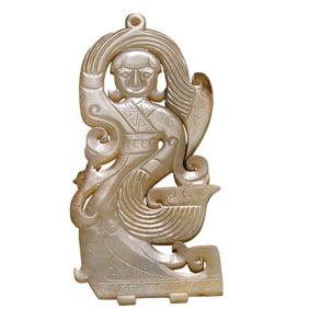 Han Dynasty Hetian Jade Pendant with Feathered Immortal Motif