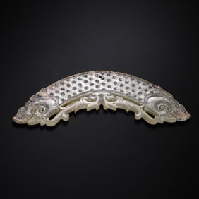 Warring States Period Hetian Jade Pendant with Dragon and Phoenix Motifs