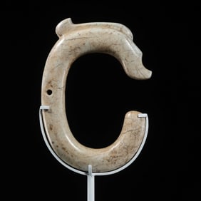 Hongshan Culture Chicken Bone White Jade C-shaped Dragon