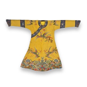 Imperial Yellow Kesi Silk Court Robe with Phoenix Design