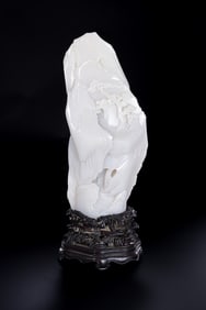 White Hetian Jade Mountain Carving Ornament, Qing Dynasty
