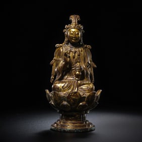 Gilt Bronze Seated Guanyin