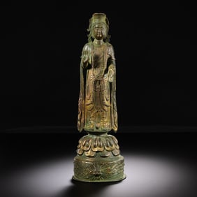 Gilt Bronze Standing Guanyin