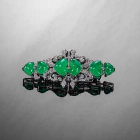 Jadeite and Diamond Brooch