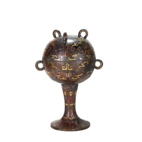 Warring States Bronze Dou with Gold and Silver Inlay