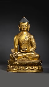 Gilt Bronze Seated Medicine Buddha (Bhaisajyaguru)