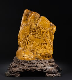 Qing Dynasty Tianhuang Stone Mountain Sculpture with Figures and Landscape
