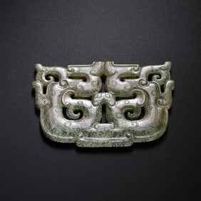 Warring States Hetian Jade Plaque with Double Phoenix Motif