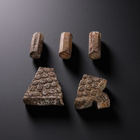 Set of Warring States Hetian Jade Fragments with Grain Pattern and Hexagonal Tubes