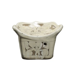 Cizhou Ware Pillow with Black Floral Decoration on White Slip