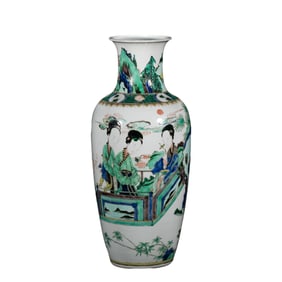 Famille Verte Vase with Figural Terrace Scene, Kangxi Period, Qing Dynasty