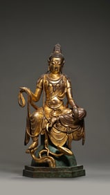 Gilt Bronze Seated Figure of Guanyin Bodhisattva