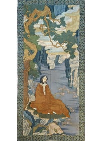 Qing Dynasty Kesi Hanging Panel “Bodhidharma Meditating Facing the Wall