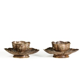 Tang Dynasty Silver Lotus-Shaped Cups (Pair)
