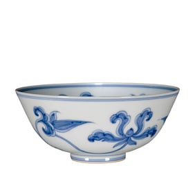 Ming Dynasty, Chenghua Blue and White Bowl with Floral Scrolls
